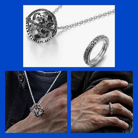 5/$25 Silver rotating cosmic 2 in 1 ring/ necklace pendant Sz 12, New, sealed - Picture 8 of 11